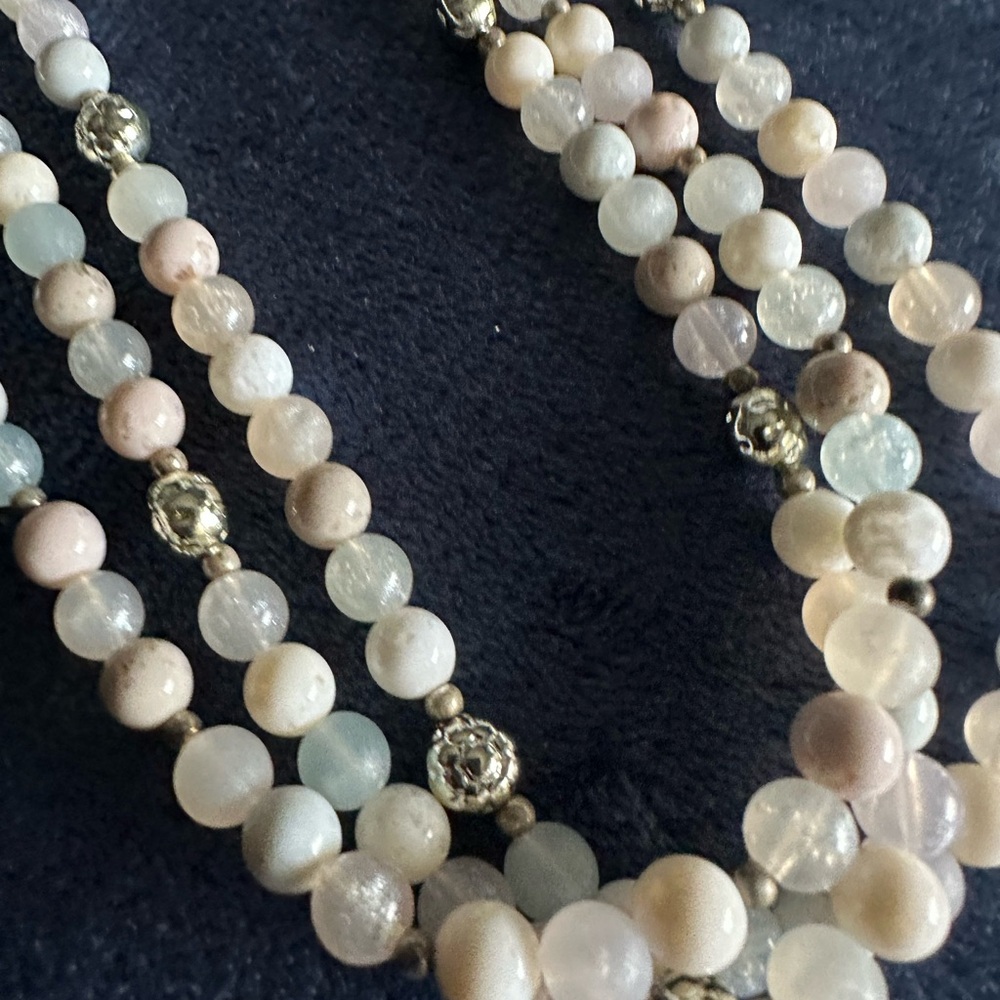 Multi-Strand Pastel Beaded Necklace with Silver Accents - Picture 4 of 15